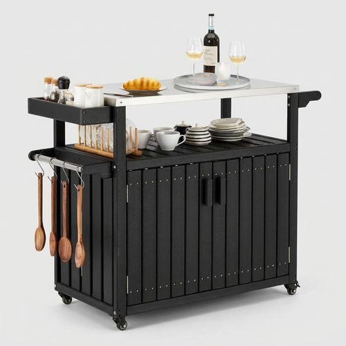Erinnyees HDPE Rolling Kitchen Island Cart