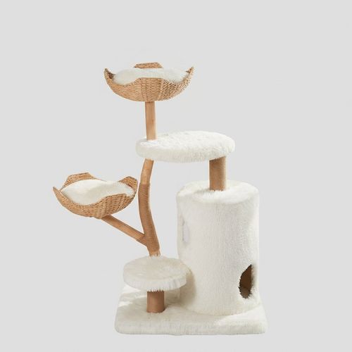 Erinnyees Real Wood Cat Tree with Basket Beds