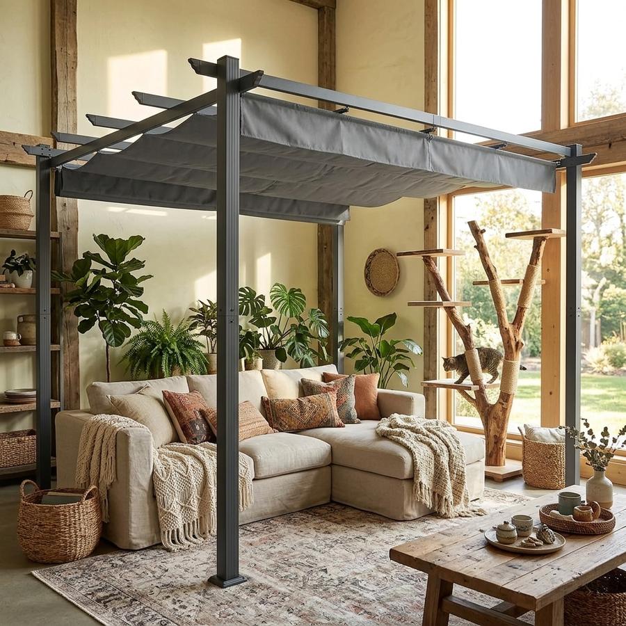 Erinnyees Outdoor Pergola with Sun Canopy