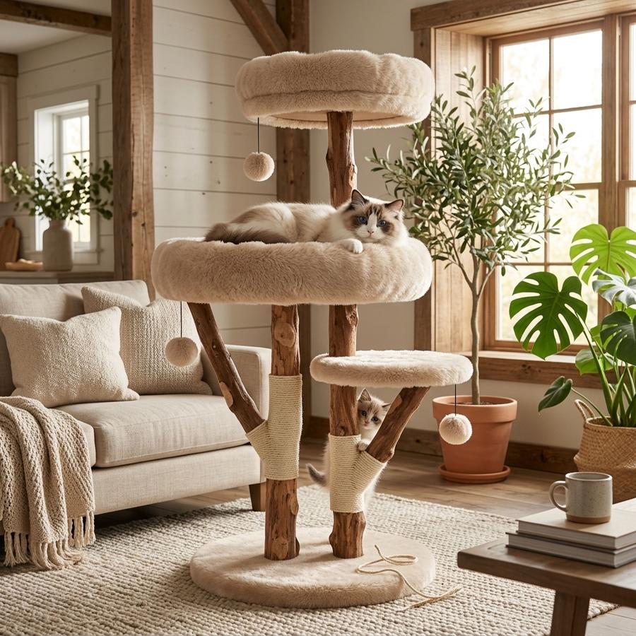 Erinnyees Natural Wood Cat Tree