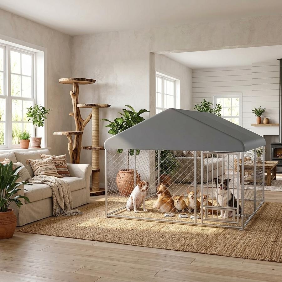 Erinnyees Outdoor Dog Kennel with Roof